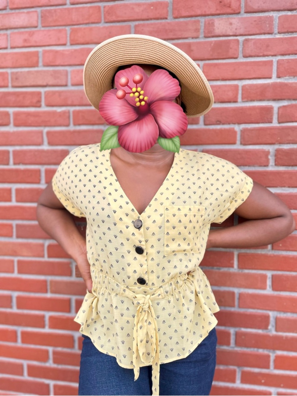 Sweet Rain Pastel Yellow Blouse with Black Accents